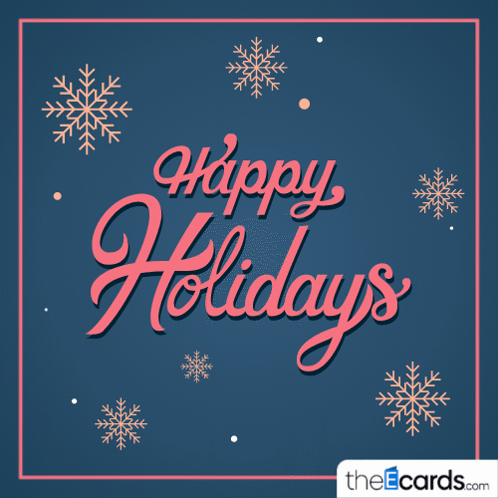 Dark Blue Happy Holidays Snowflake Card GIF