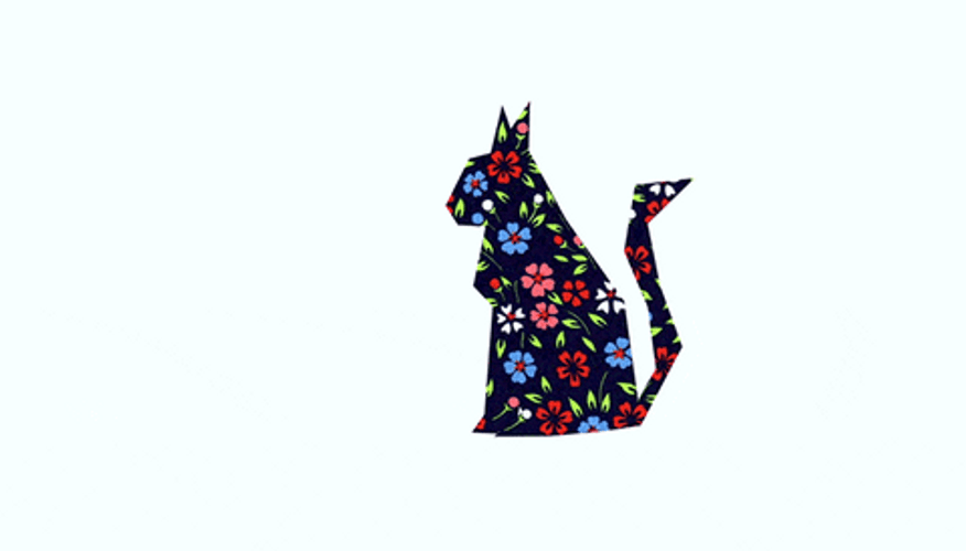 Dark Floral Cat Silhouette GIF