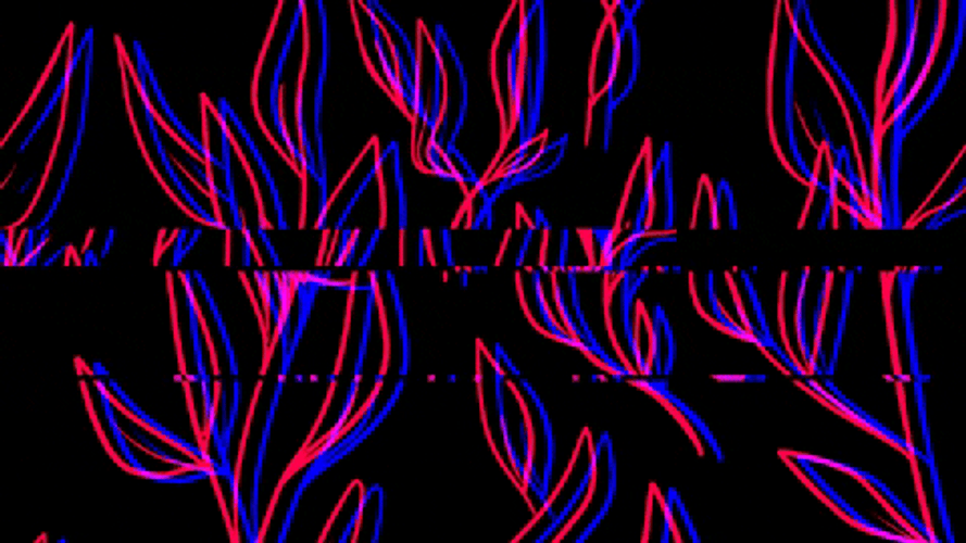 Dark Floral Red Blue Glitch GIF