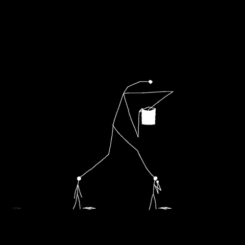 Dark Humor Giant Stickman Hunting Tiny Ones GIF