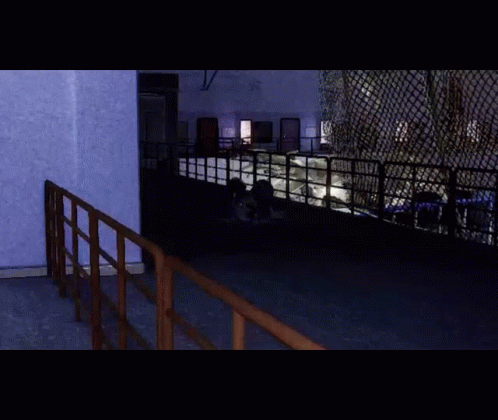 Dark Room With Fence and Lights