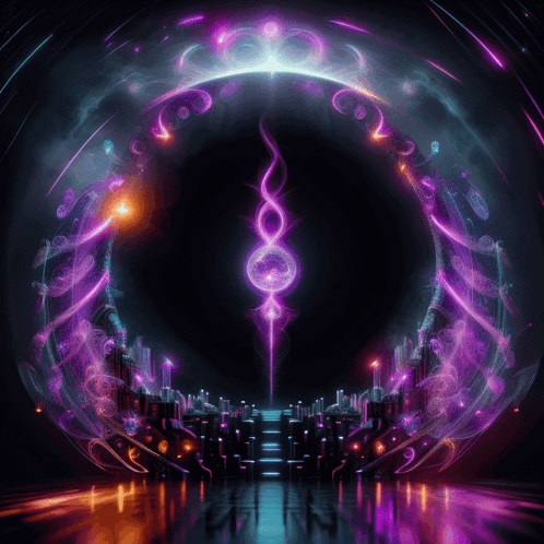 Dark Room With Purple and Blue Circle