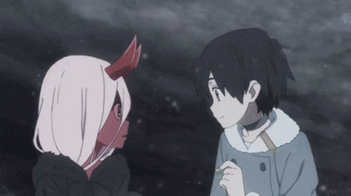 Darling In The Franxx Hiro Feeding Zero Two Anime GIF