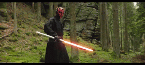 Darth Maul Double-bladed Lightsaber Forest GIF