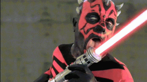 Funny Darth Maul Licking Lightsaber GIF