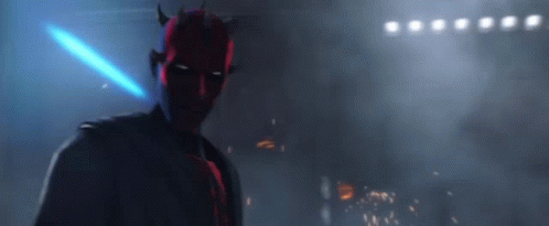 Darth Maul Holding Blue Lightsaber