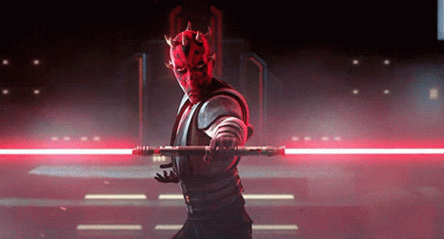 Darth Maul Holding Two Red Lightsabers GIF