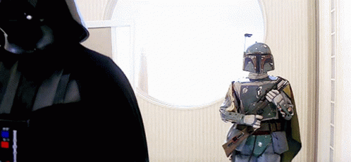 Darth Vader And Boba Fett In Hallway GIF