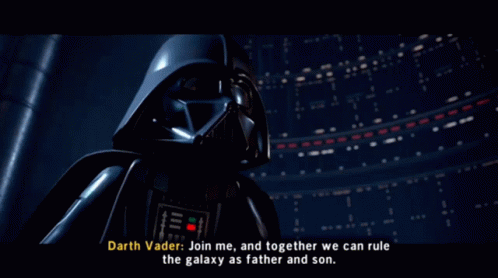Darth Vader In A Video Game Says Join Me And Together We Can Rule The Galaxy As Father And Son GIF