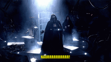 Darth Vader Is Standing In A Dark Room With The Words Naurr Written On The Bottom GIF