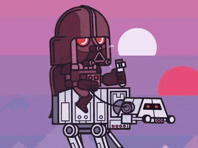 Darth Vader Rides At-at Walker GIF