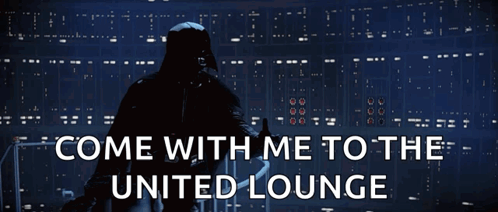 Darth Vader Says " Come With Me To The United Lounge " In A Dark Room GIF