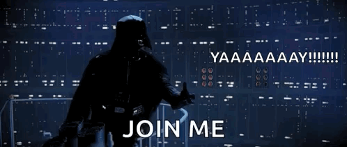 Darth Vader Says Join Me In Front Of A Wall GIF