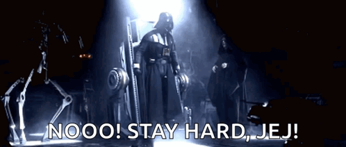 Darth Vader Says " Nooo ! Stay Hard , Jej ! " In Front Of A Robot GIF