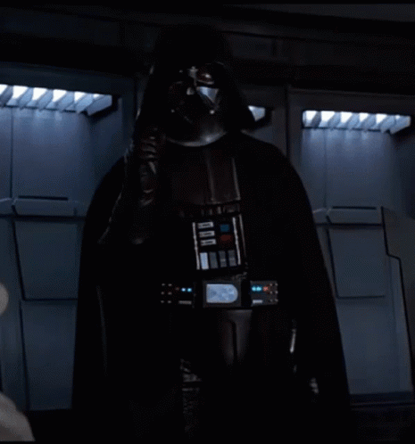 Darth Vader Standing Next to Man