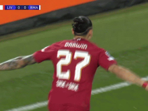 Darwin Núñez Knee Slide Celebration With Teammates GIF