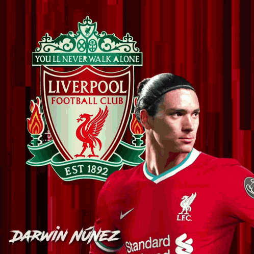 Darwin Nunez Playing for Liverpool in Red Jersey
