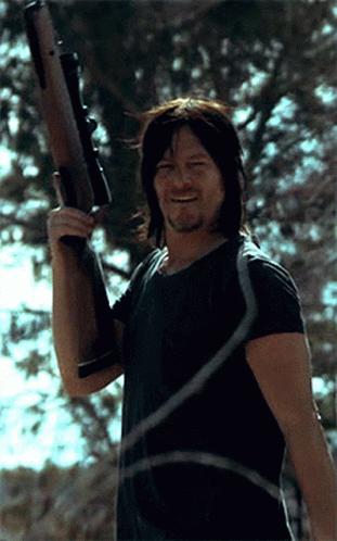 Daryl Dixon Holding Shotgun GIF