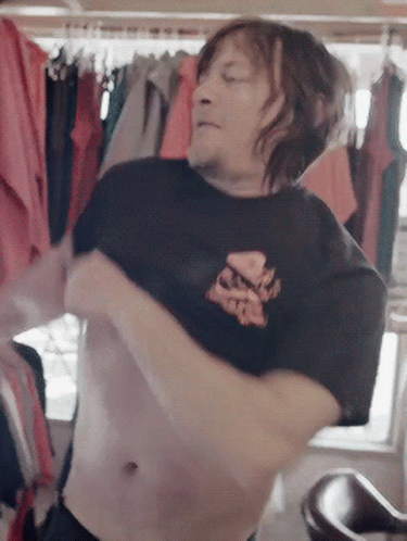 Daryl Dixon Wearing Shirt GIF