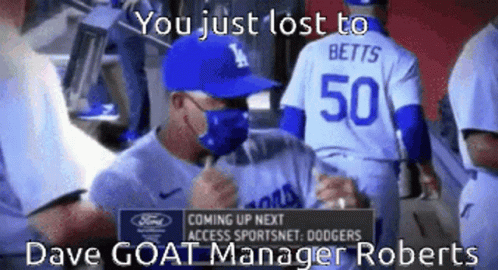 Dave Goat Manager Roberts Is Wearing A Blue Mask GIF