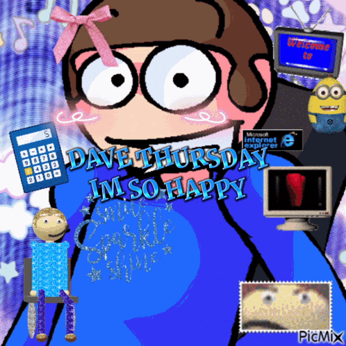 Dave Thursday I 'M So Happy Written On A Cartoon Character GIF