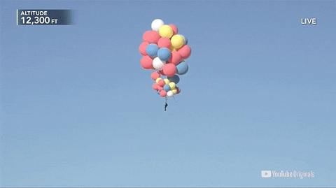David Blaine Flying With Balloons GIF