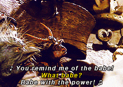 David Bowie Interacting With Goblin Inside Cave GIF