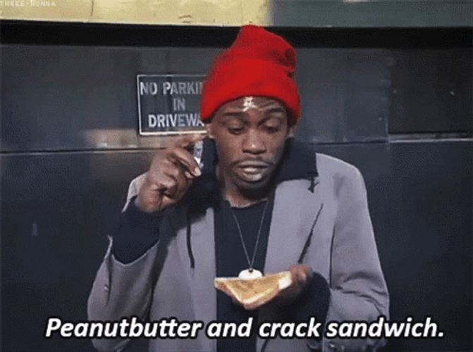 David Chappelle Preps Peanut Butter And Crack Sandwich GIF