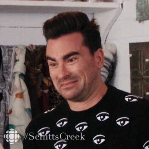 David Rose Wacky Facial Expression Schitts Creek GIF