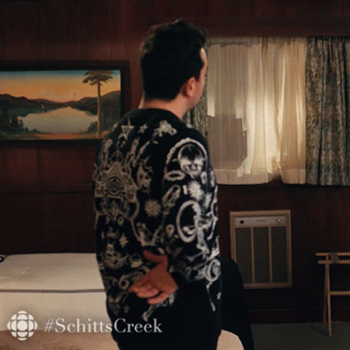 Cheeky David Rose Turning Around Schitts Creek GIF