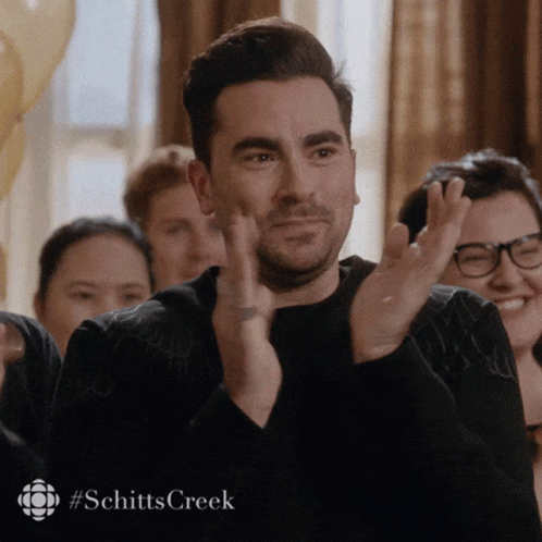 David Rose Silent Cheer Schitts Creek GIF