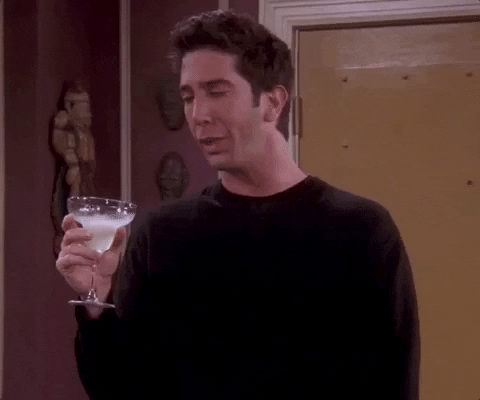 David Schwimmer Funny Face Holding Margarita GIF