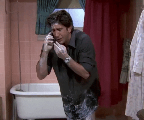 David Schwimmer Lotion And Powder Have Made Paste GIF