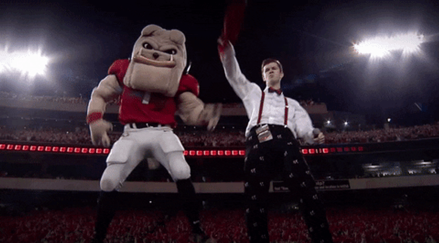 Dawgs Mascot Dancing With A Guy GIF