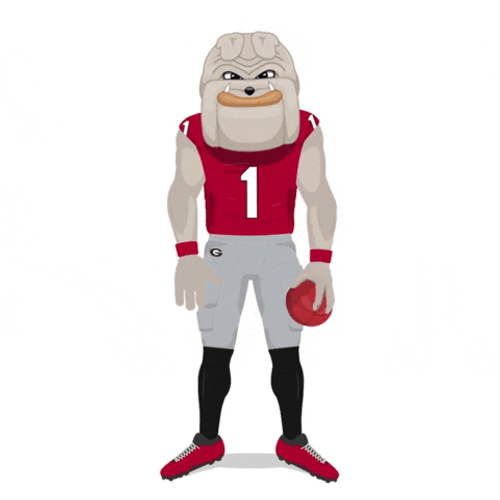 Dawgs Mascot Holding Football GIF