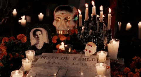 Day Of The Dead Grave With Candles GIF