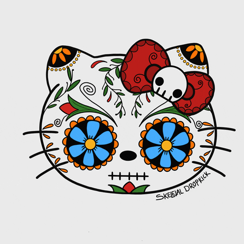 Day Of The Dead Hello Kitty Head GIF