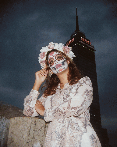 Day Of The Dead Lady With Face Paint GIF