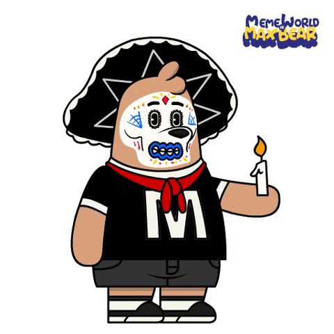 Day Of The Dead Max Bear Holding Candle GIF
