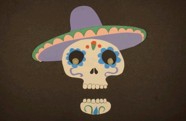 Day Of The Dead Skeleton Head GIF