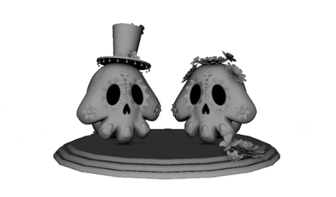 Day Of The Dead Skeleton Heads Spinning GIF