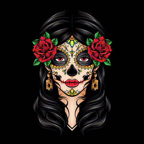 Day Of The Dead Spinning Woman Head GIF