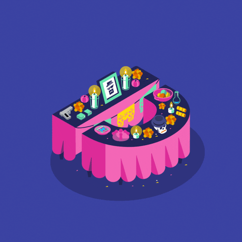 Day Of The Dead Table With Ornaments GIF