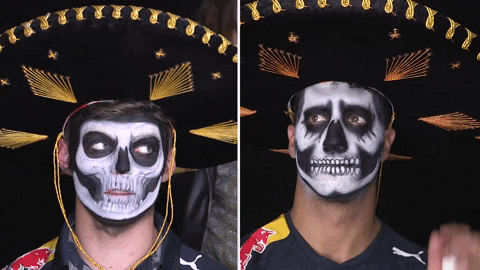 Day Of The Dead Two Men Skull Faces GIF