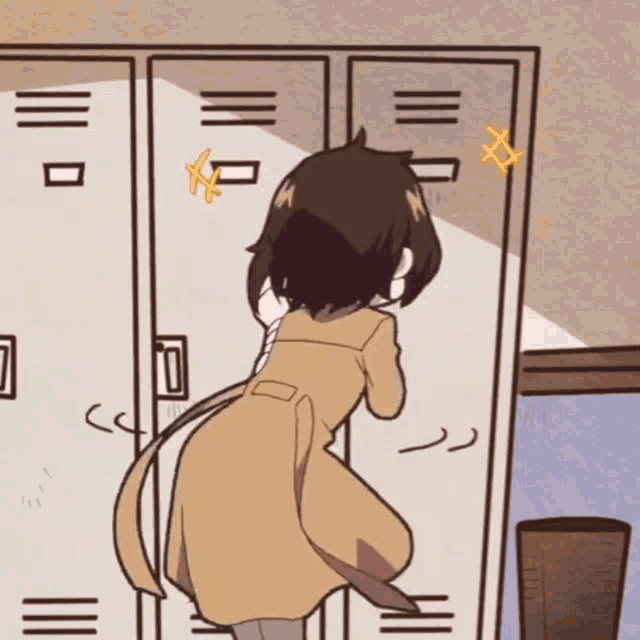 Dazai Anime Shaking Facing The Cabinet GIF