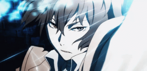 Dazai Anime Speaking With Blue Lights GIF