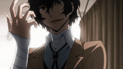Dazai Anime Staring With Hand Raised GIF