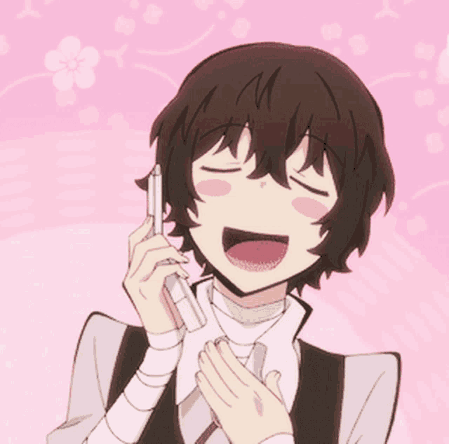 Dazai Anime Talking On The Telephone GIF