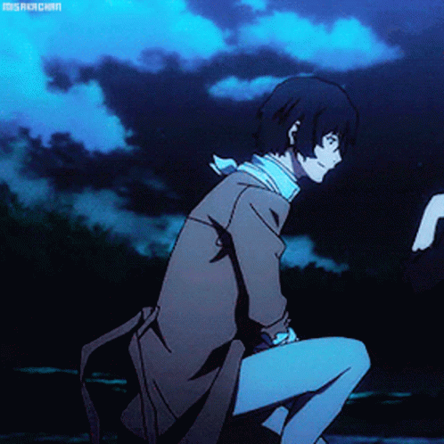 Dazai Anime With Hand Touching His Chest GIF