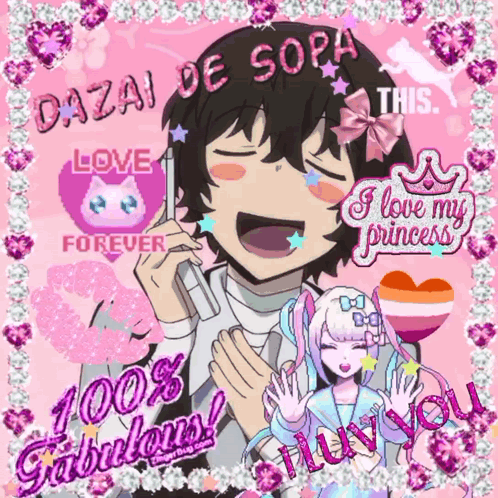 Dazai de Sopa Surrounded by Glitter